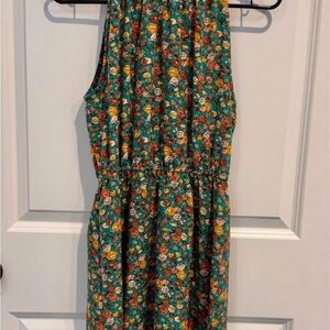 Teal Floral Sleeveless Sundress